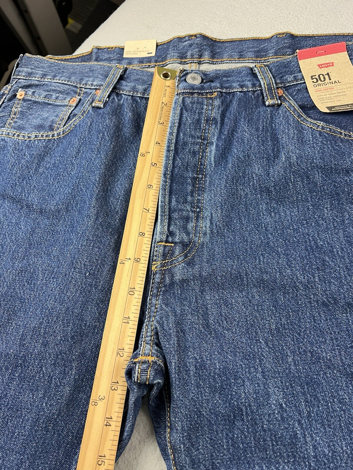 LEVI’S 501 Regular Fit Straight Leg Button Fly Jeans W38 L30 Dark Stonewash NWT