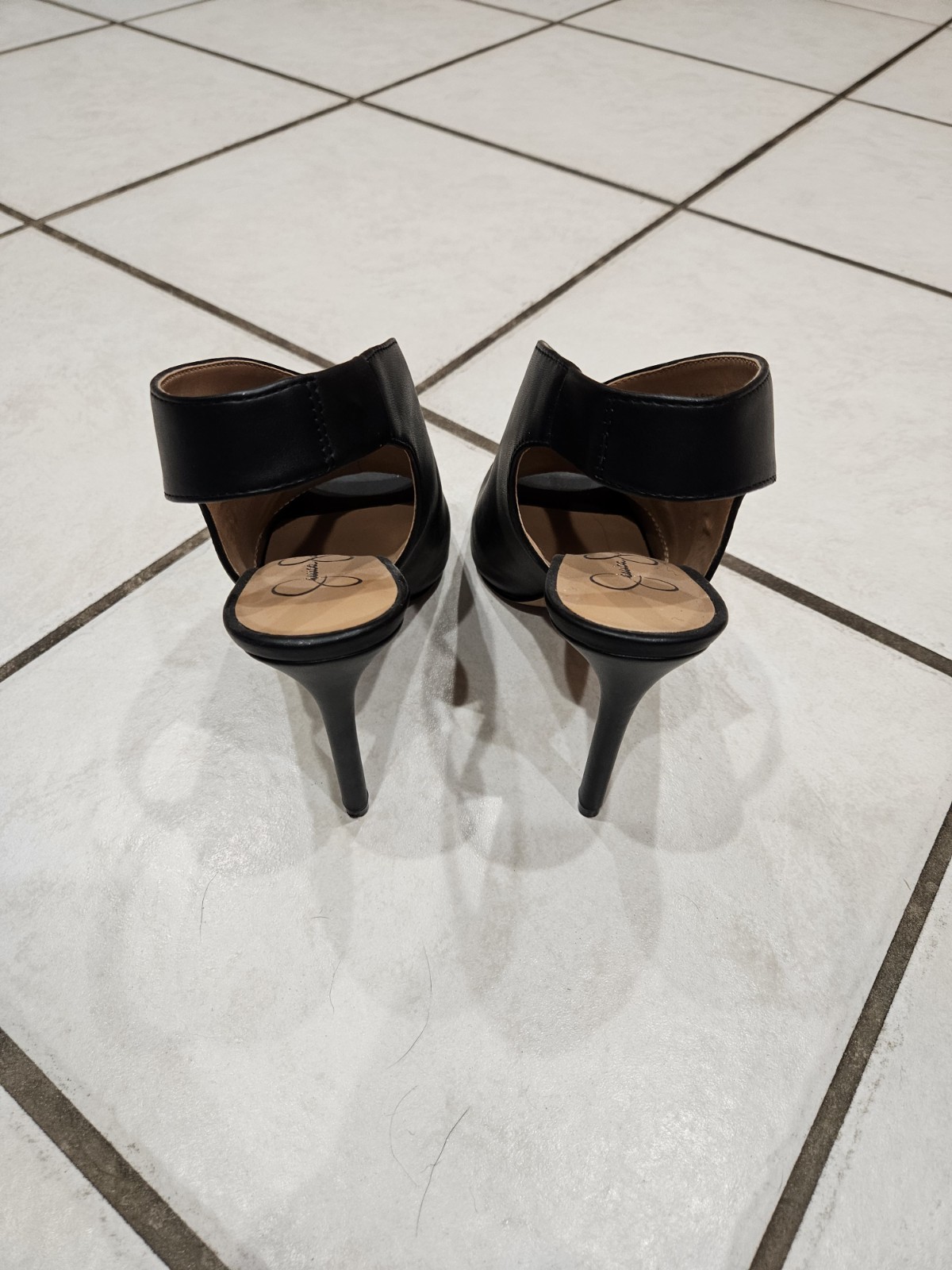 Jessica Simpson Black Open Toe Slingback Stiletto Slip-On Heels Man Made 8