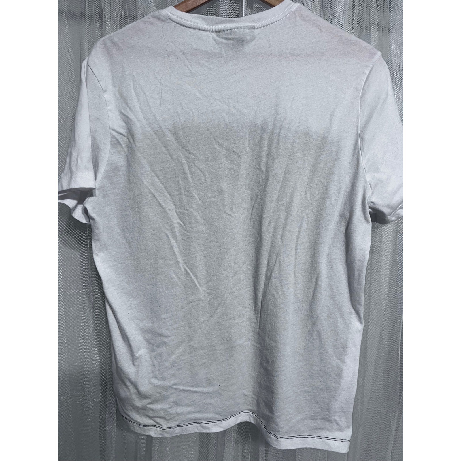 Michael Kors Mens Colorblock Monogram Logo Tape Short Sleeve Tee White Navy L