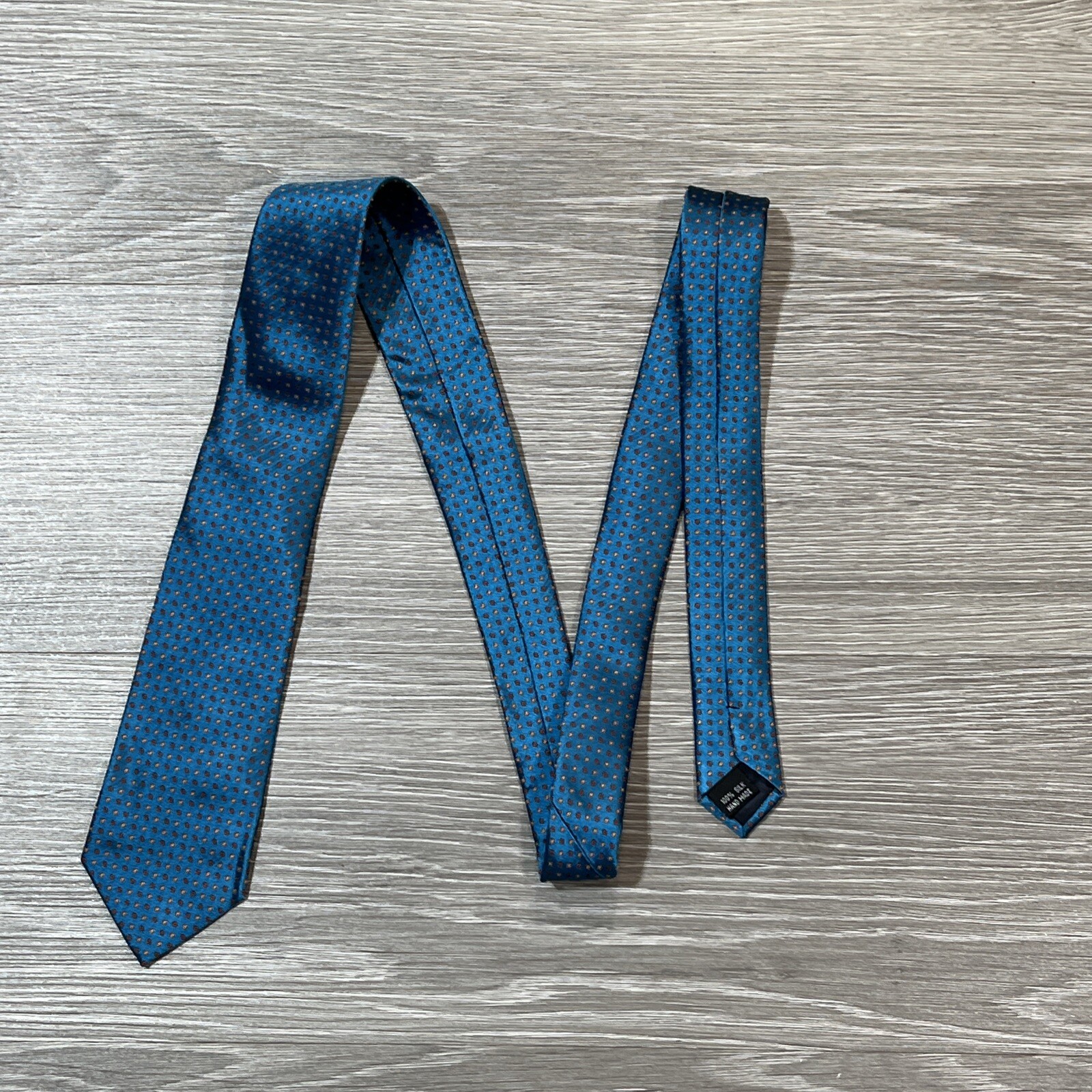 Tom James Corporate Image Tie Mens Hand Made Modern 3” Teal Blue Silk Necktie