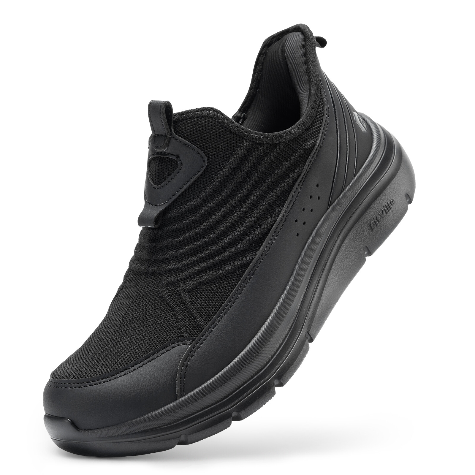 FitVille Men’s Extra Wide Slip on Walking Shoes Breathable Cushioned Sneakers