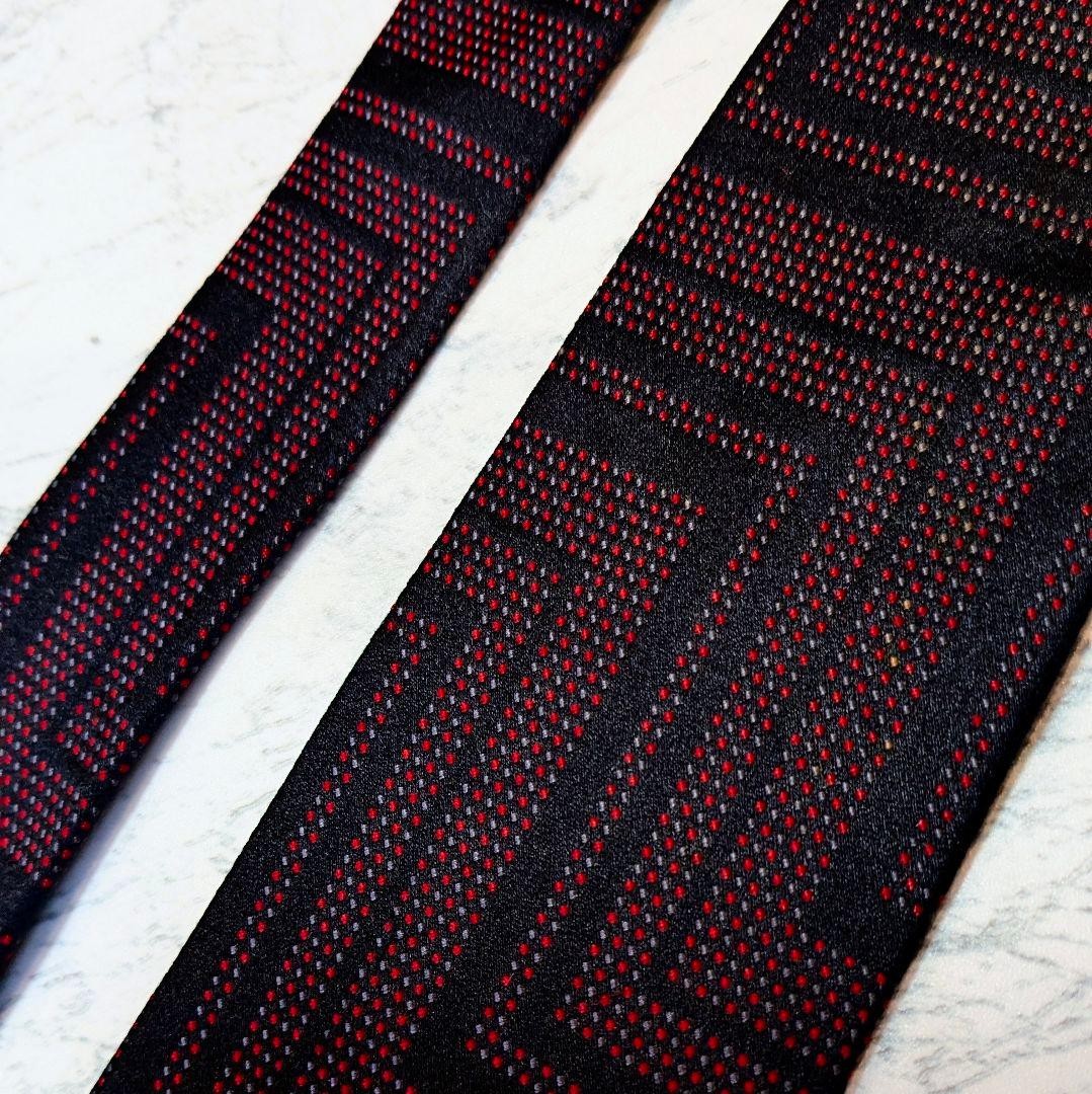 Balenciaga Tie Geometric Pattern Red Purple Designer Necktie Used