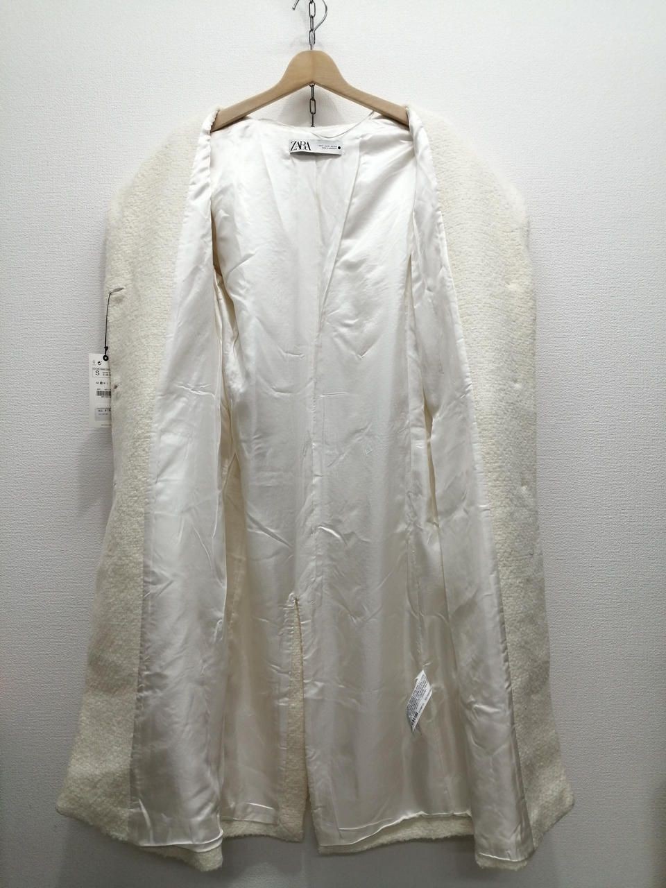 ZARA Straight Wool Blend Coat With Tags WHT S Used
