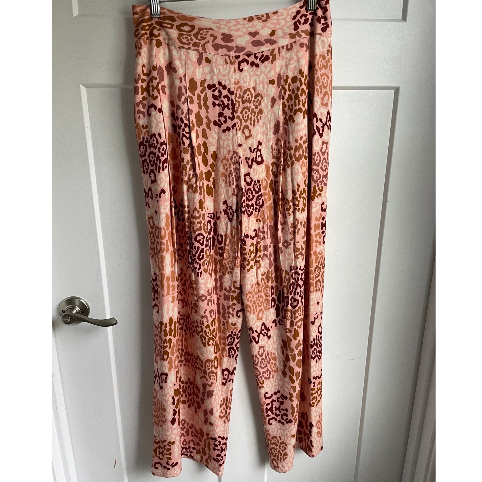 Carolina K Pink Leopard Wide Leg Palazzo Pants Size S Resort Flowy Boho Luxury