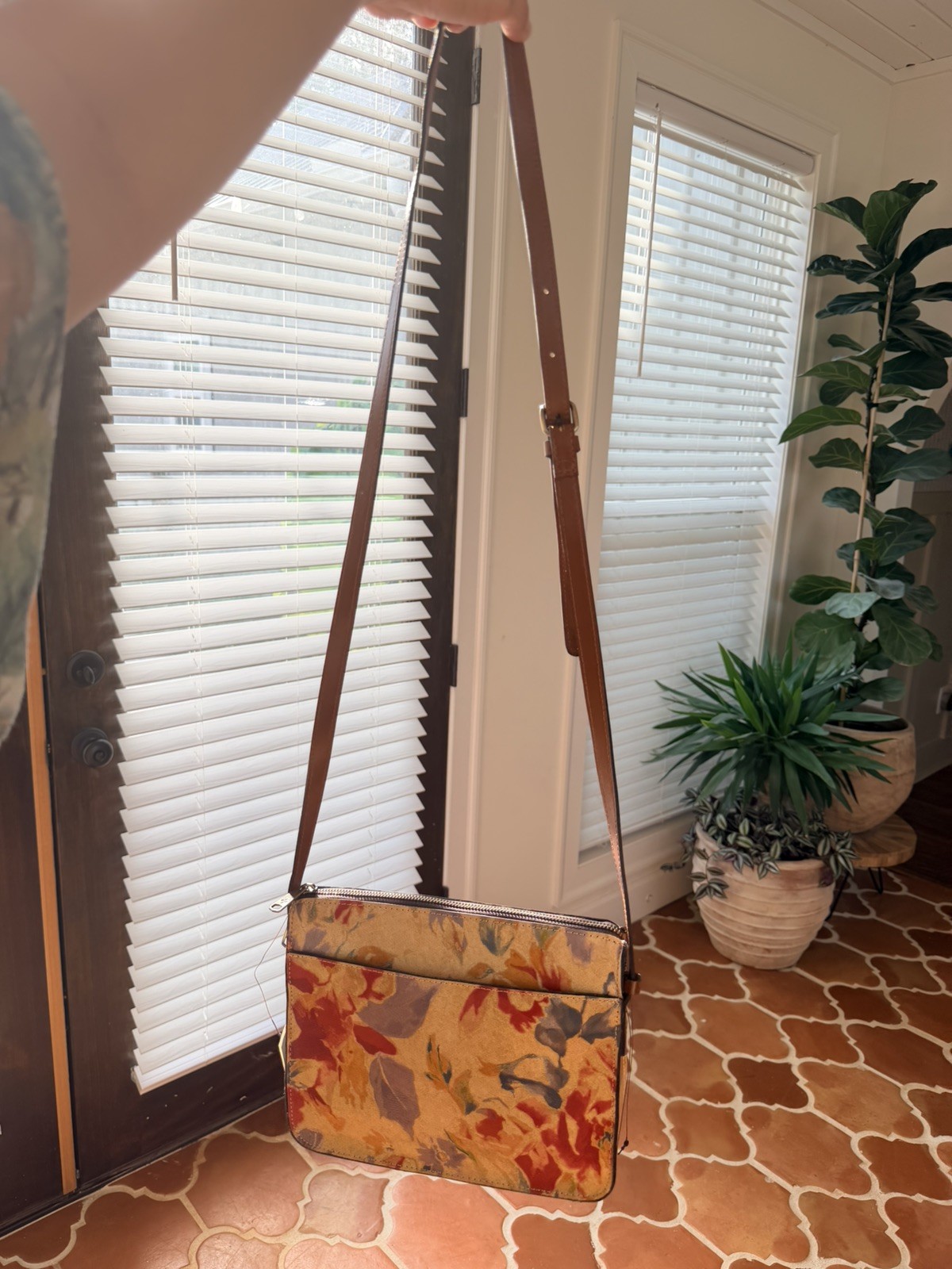 Patricia Nash Multi Collection Floral Crossbody Bag Multicolor Zip Gold