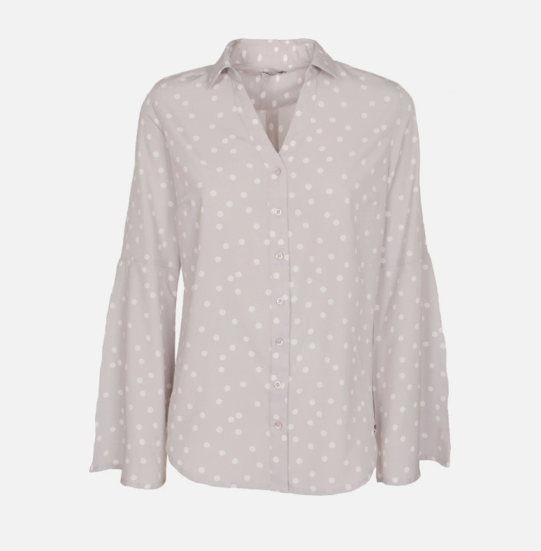 AJC women’s blouse ladies’ blouse shirt ladies’ shirt gray white spotted New size 36 38