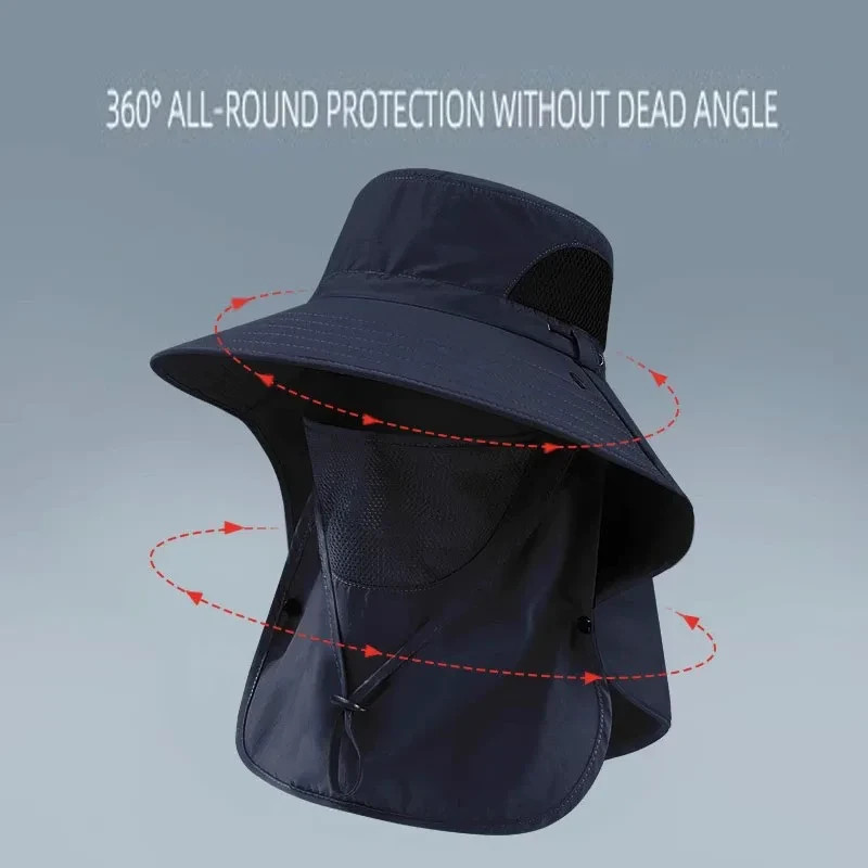 Wide Brim Sun Hat UV Protection Bucket Cap For Hiking Camping Fishing Safari Men