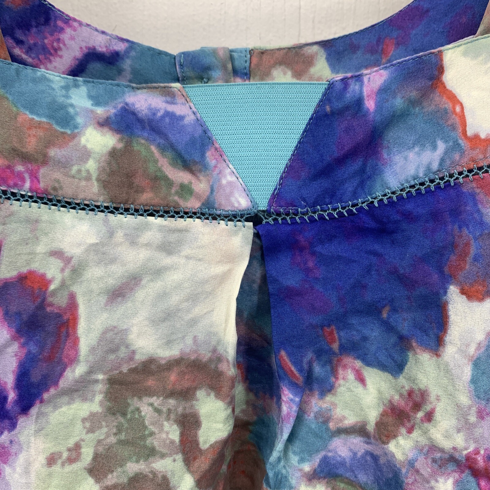 Anthropologie Postmark Womens 00 Blouse Tank Multicolor Artsy Flowy Silk Cotton