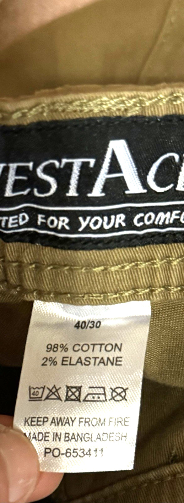 WestAce Men’s Premium Regular Fit Stretch Cargo Pants Tan Size 40/30 NWT