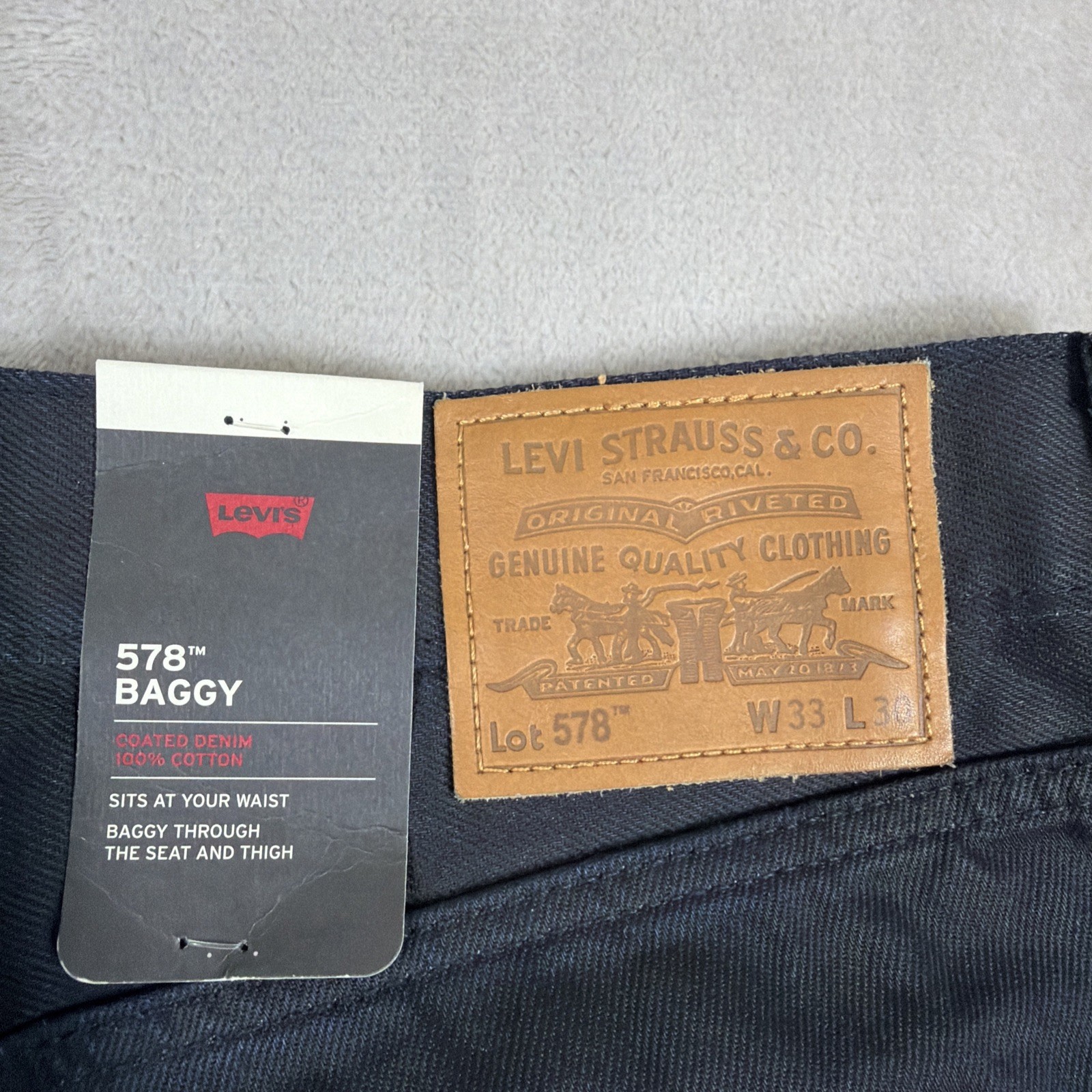 Levi’s Premium 578 Baggy Coated Denim Jeans Men’s Size 33×30 Blue Cotton Y2K