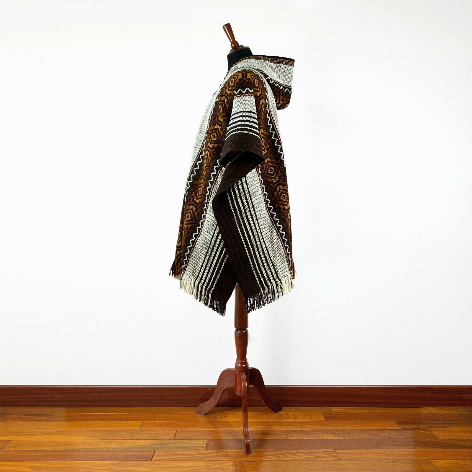 LLAMA WOOL MENS UNISEX SOUTH AMERICAN HANDWOVEN PONCHO CAPE COAT JACKET CLOAK