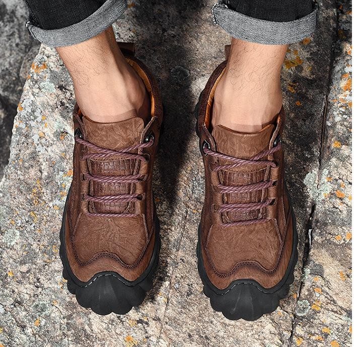 Fashion Men’s Outdoor Hiking Lace Up Shoes Climbing Non-slip Flat Walking Casual
