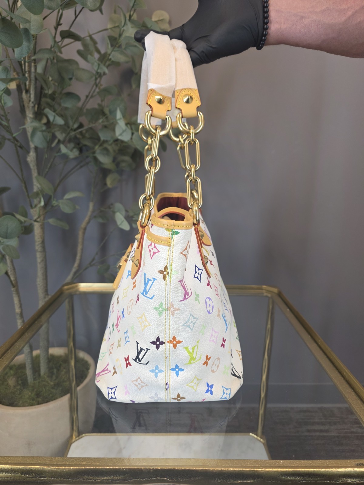 Louis Vuitton Annie Tote GM White Canvas Leather Murakami Multicolor Monogram