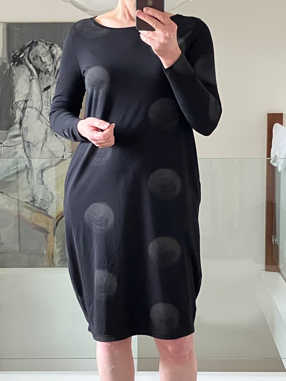 Mama b. Crasi Fitted Black jersey Dress Lagenllok Casual Pockets Size S