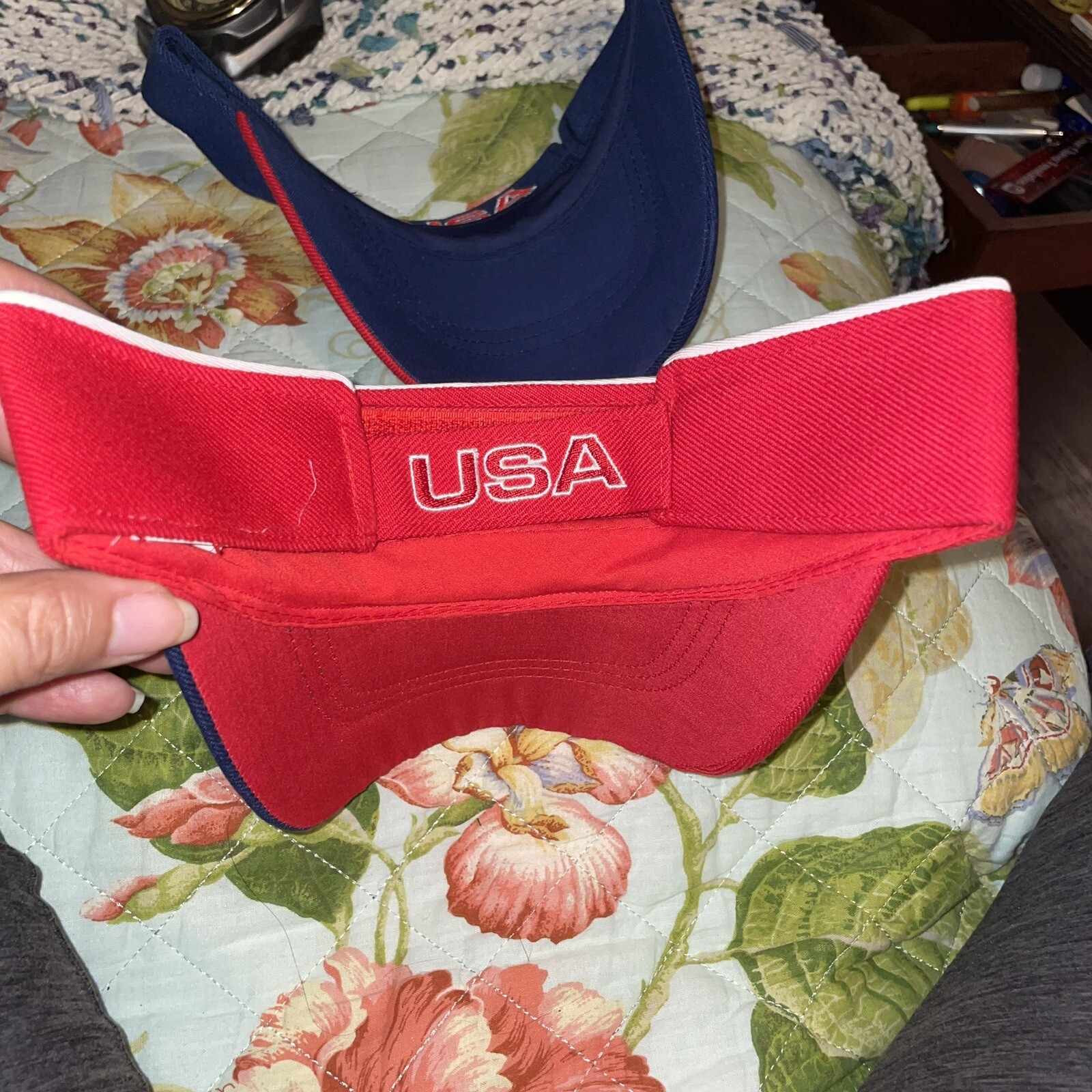 Visor USA Fourth Of July America Patriotic Acrylic Wool Red one Size Unisex
