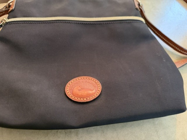 Dooney & Bourke Black & Leather Nylon Crossbody Bag Excellent