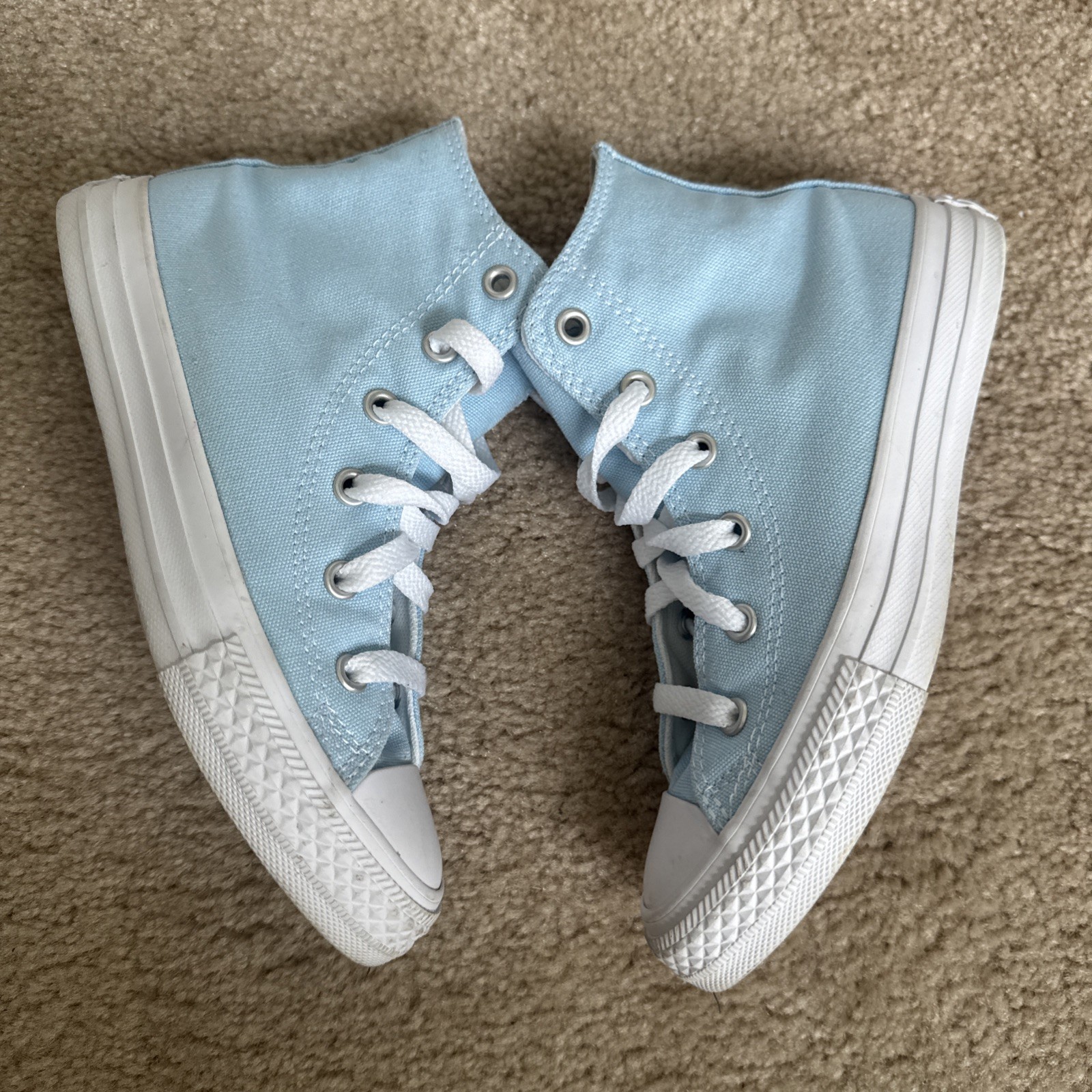 Converse Custom Sky Blue Chuck Taylor All Star Kids High Top Sneaker Size 1Y