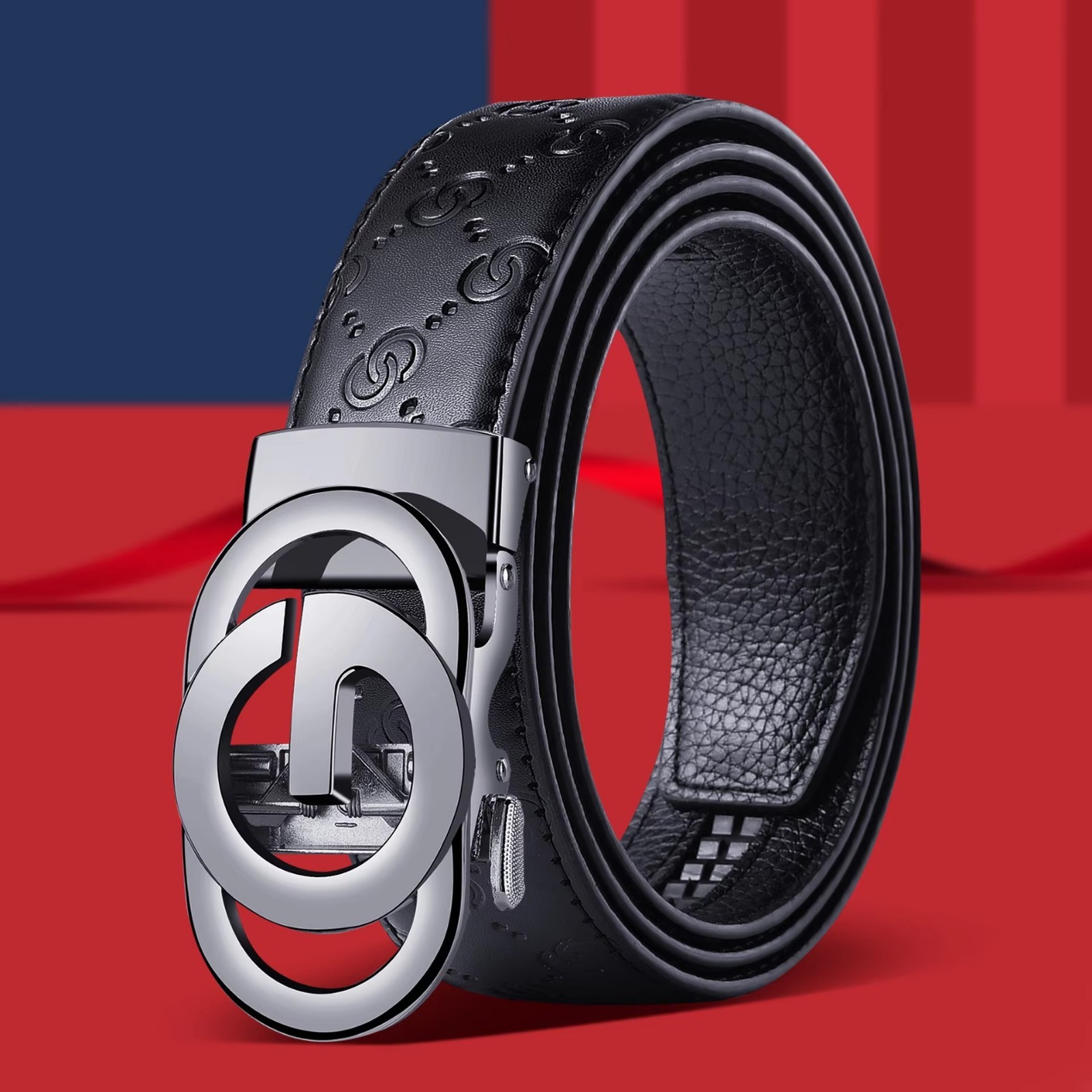 Mens PU Leather Belt Metal Buckle Casual Business Waist Belt for Jeans