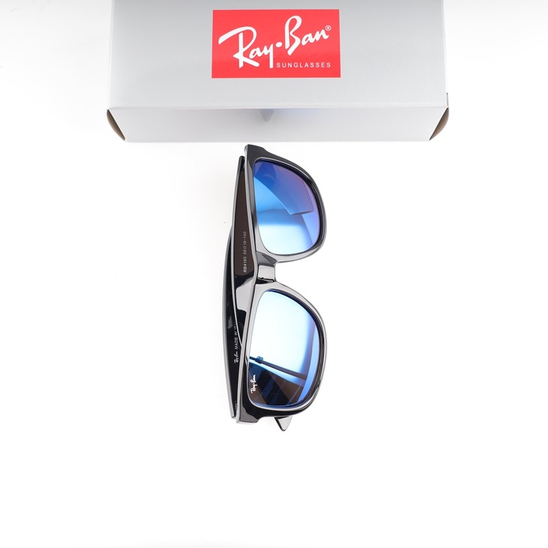 1Pcs R-B Justin RB4165 622/55 Rubber Black Blue Mirror Polarized Sunglasses 54mm