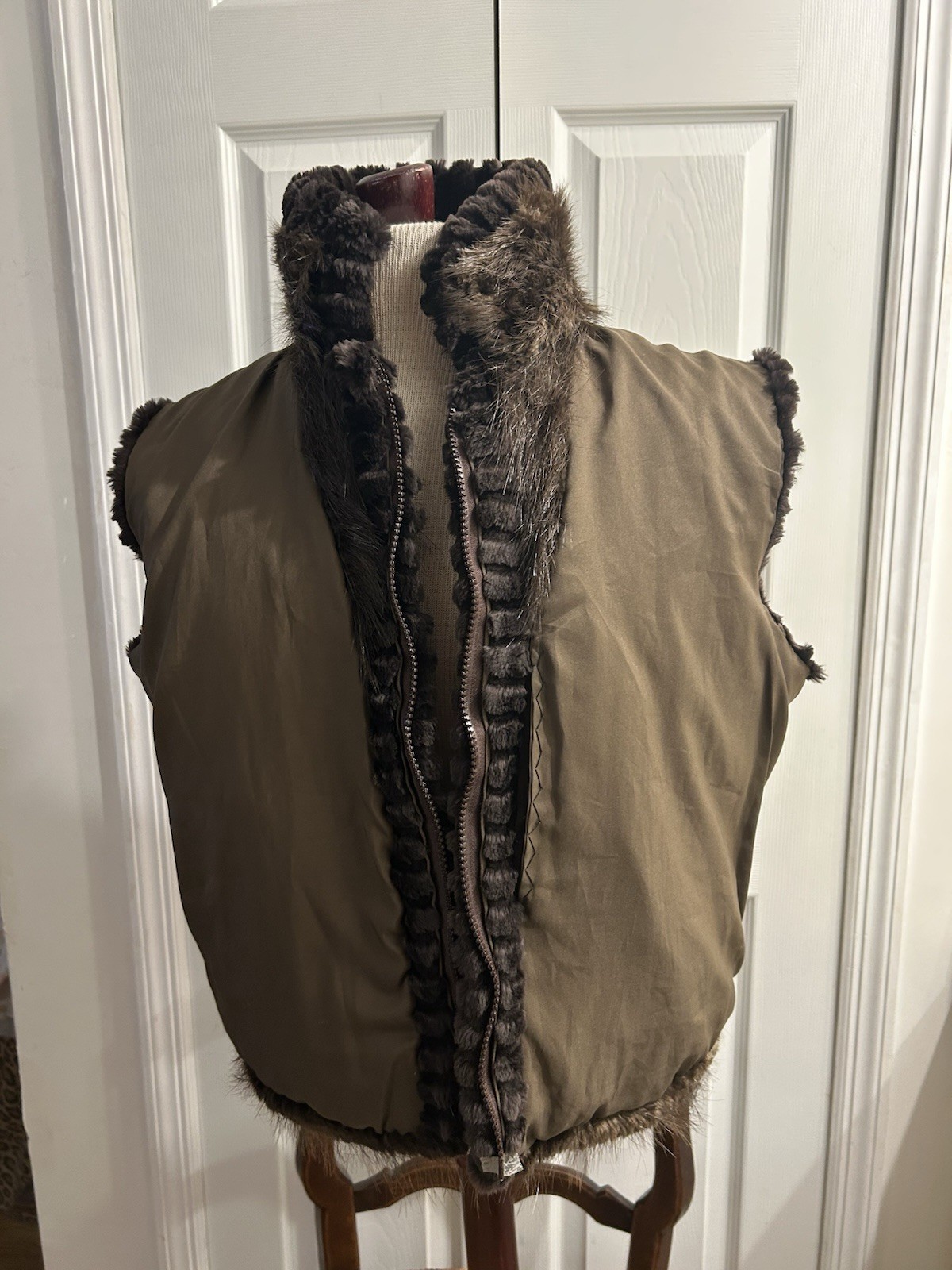 MUSI Canadian Brown Sheared Beaver Zip up Vest Coat Jacket~Pockets~Marianne~12