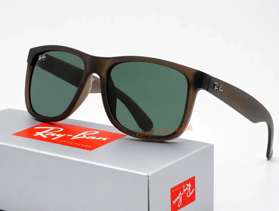 Ray-Ban RB4165 Justin Classic Sunglasses Matte Opal Grey Green Lens 54-16 UV400