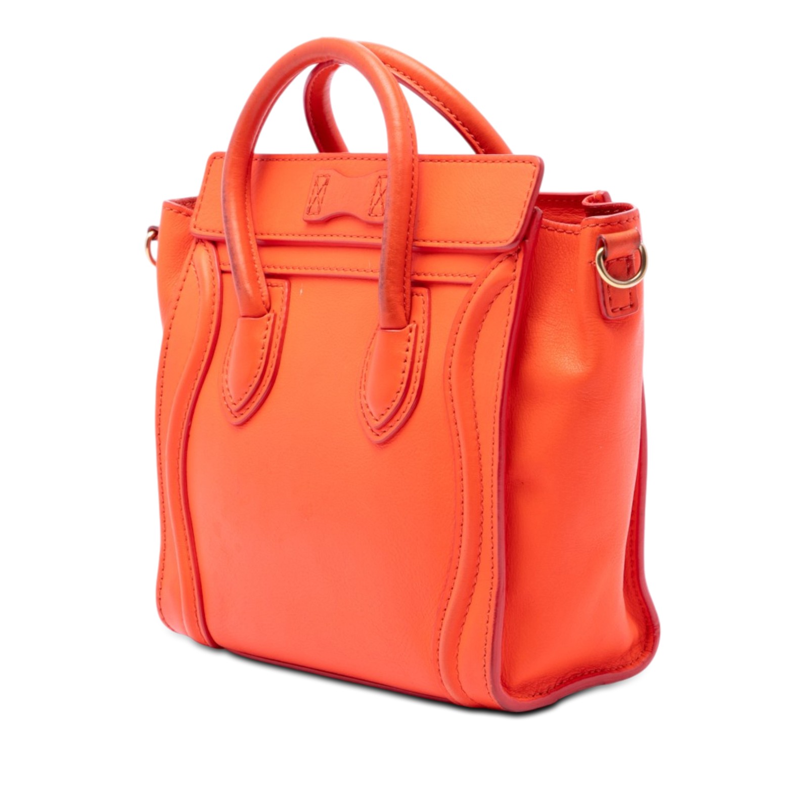 Celine Nano Leather Luggage Tote Pre-Loved Orange