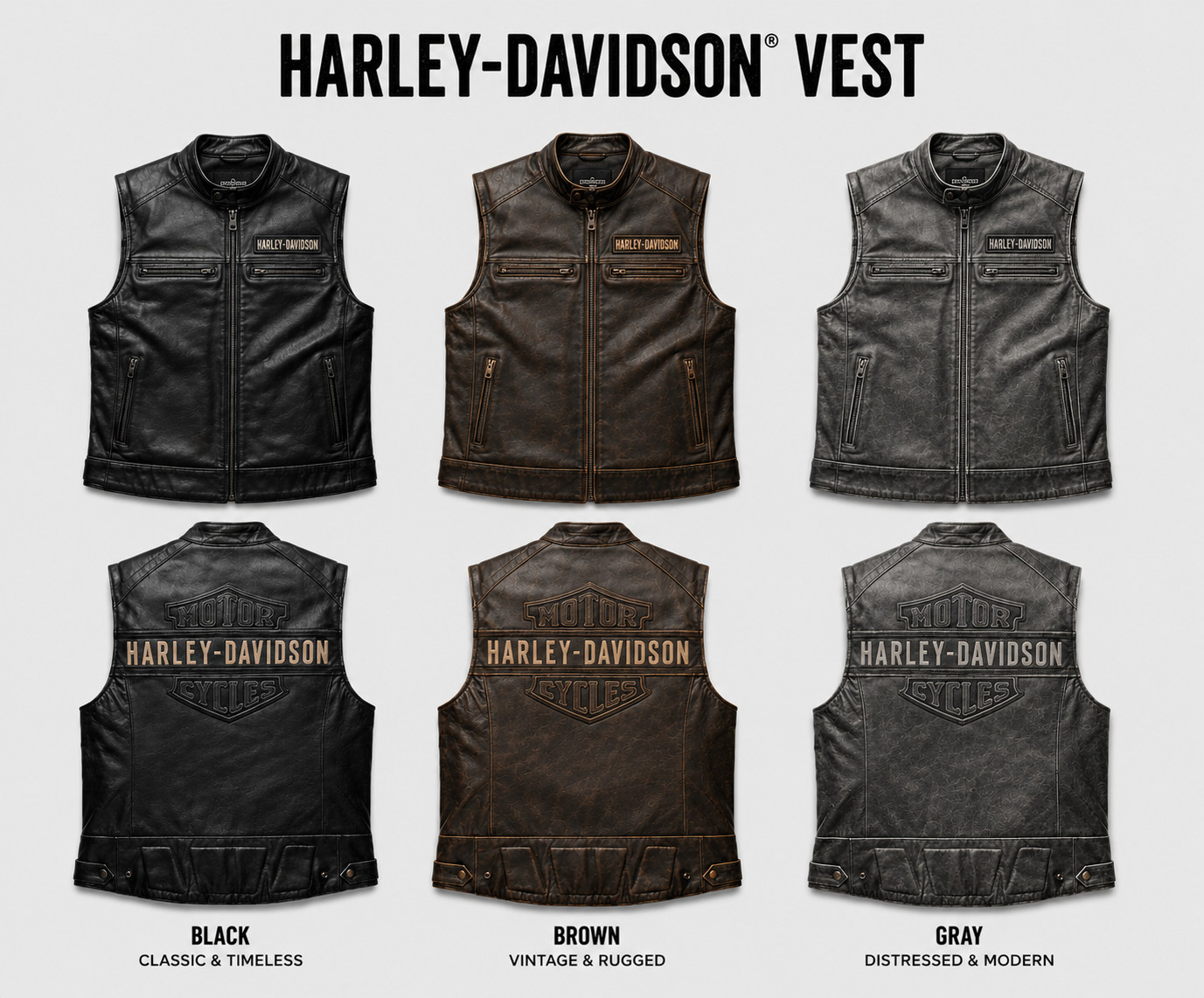 Harley Davidson’s Vest Men’s Passing Link Motorcycle Real Leather Cow Biker