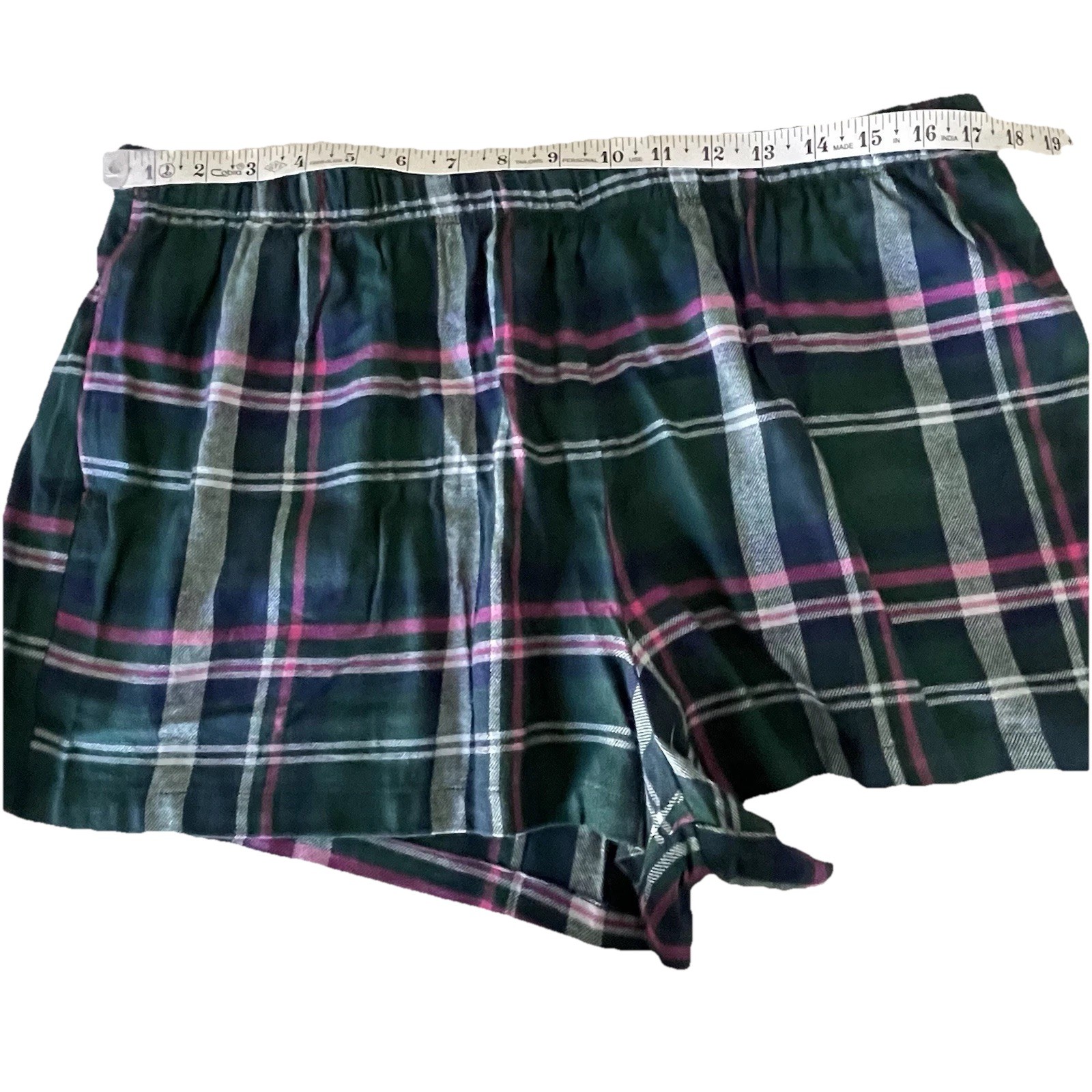 NWOT! Sonoma Women Size XL Pink Green Plaid Flannel Pajama Sleep Shorts Pockets