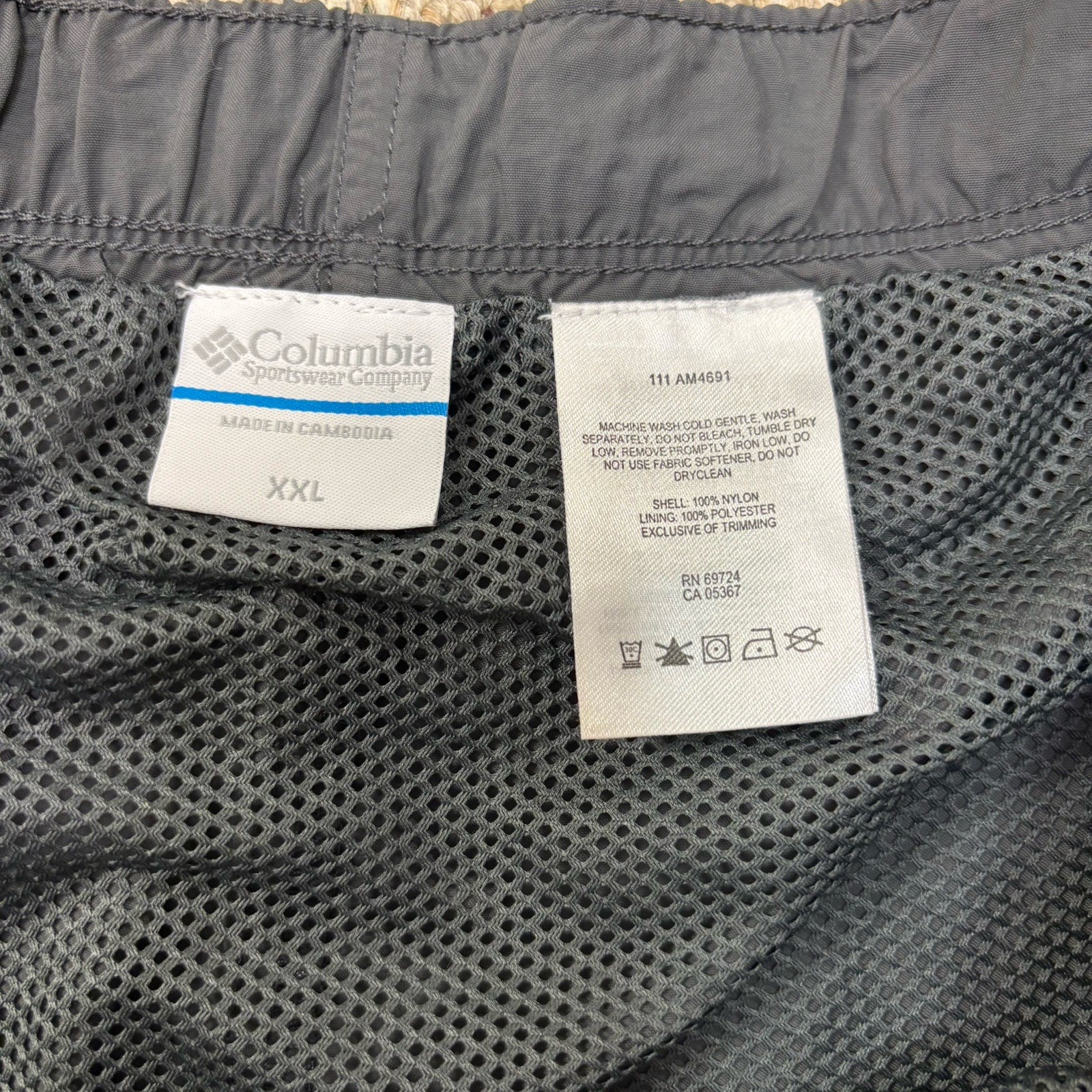 Columbia Omni-Shade Men’s Solid Gray Shorts XXL Lined Elastic Waist