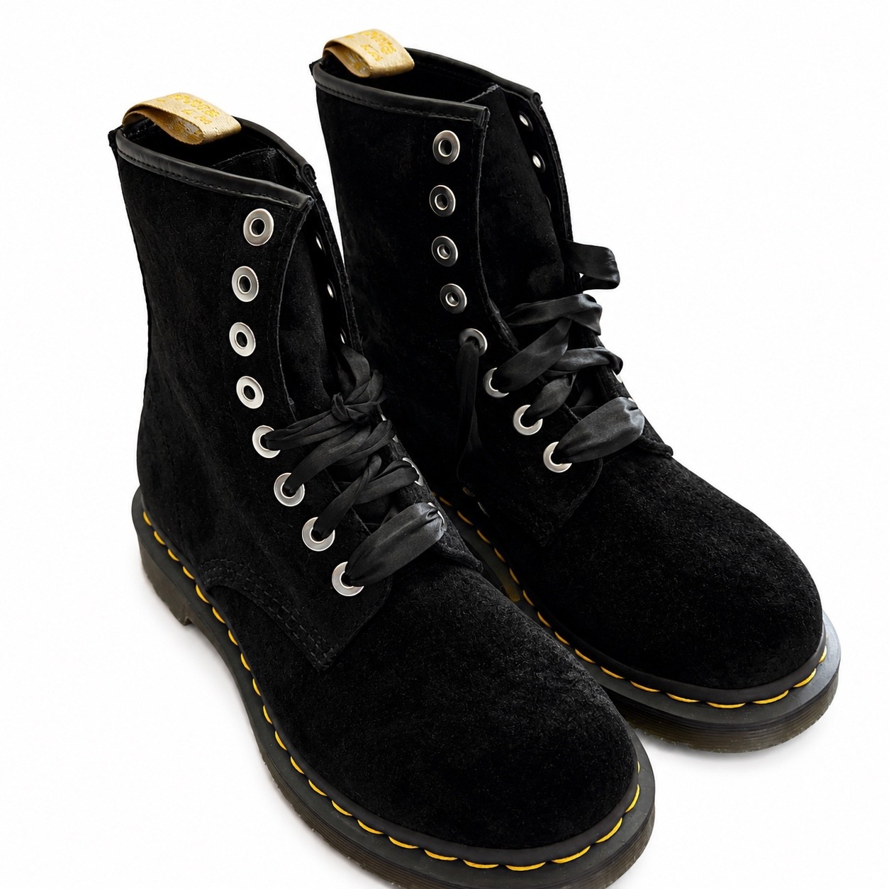 Dr. Martens 1460 Pascal Black Velvet Boots Wmns Size 7