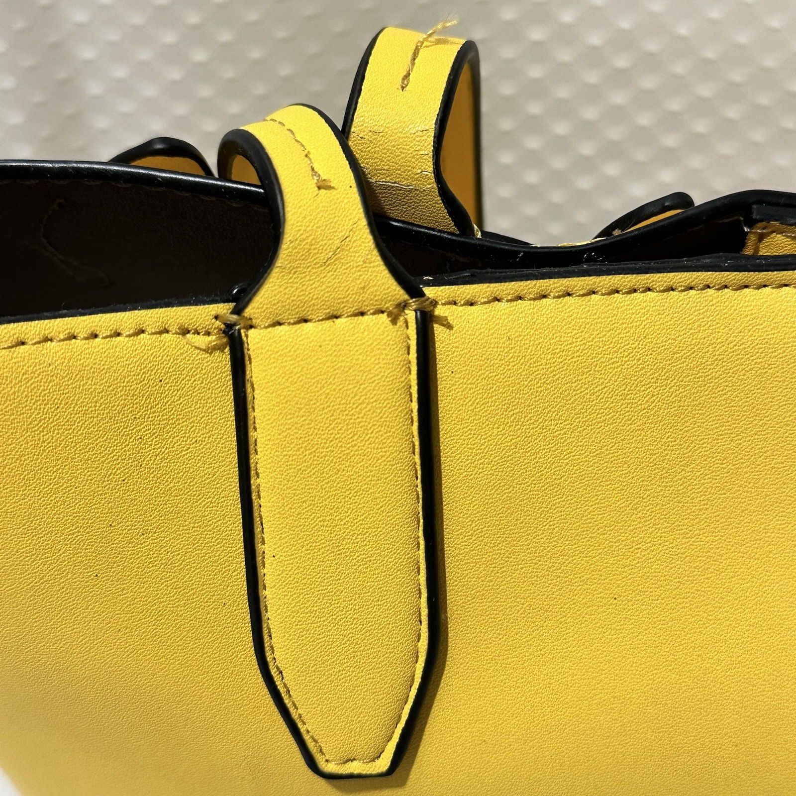 Yellow Butterfly Applique Purse, Double Handles, snap closure, Inside Pockets