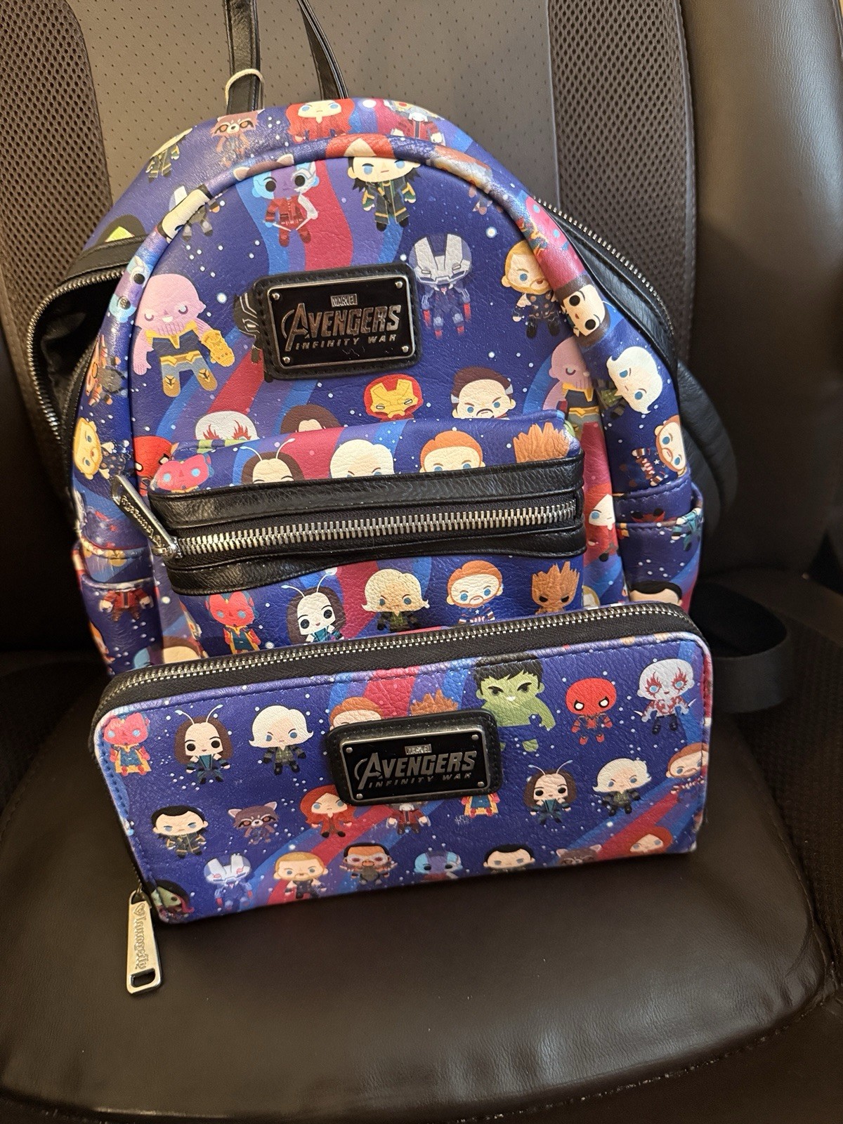 Marvel Avengers Infinity War Mini Backpack & Zip-Around Wallet, Blue Comic Print