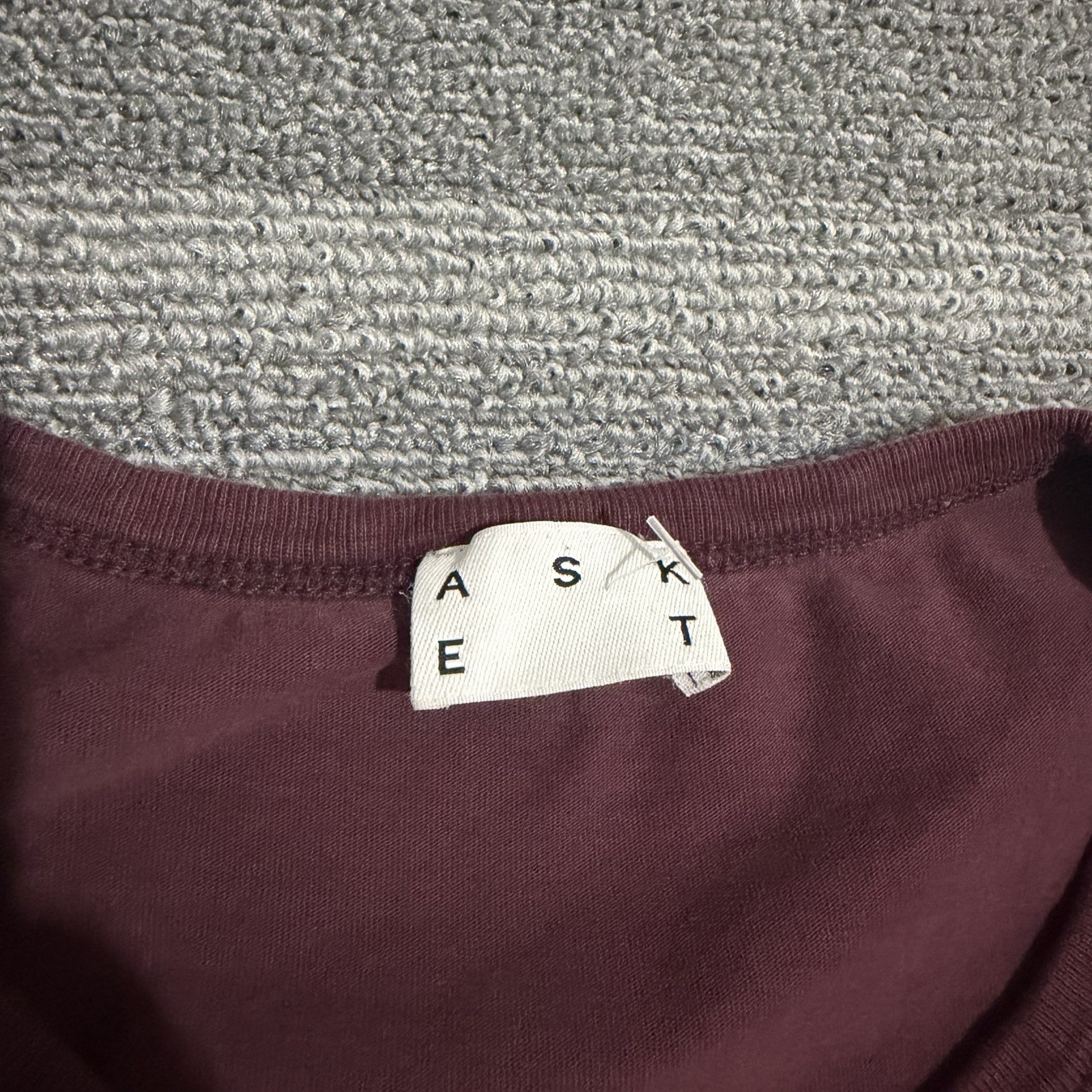 Asket Shirt Mens Extra Large Long Burgundy Organic Cotton Crewneck The T Shirt*