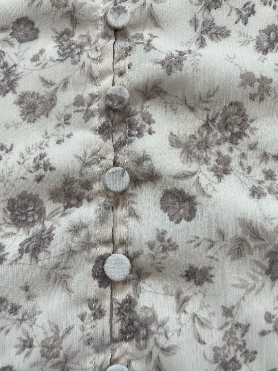 Böhme Floral Smocked Shoulder Button Front Long Sleeve Blouse XS Cottagecore