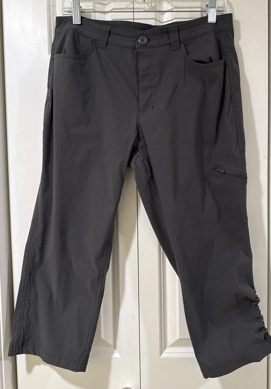 Eddie Bauer Rainier Capri Pants Gray Nylon Stretch Hiking UPF 50+ Size 10