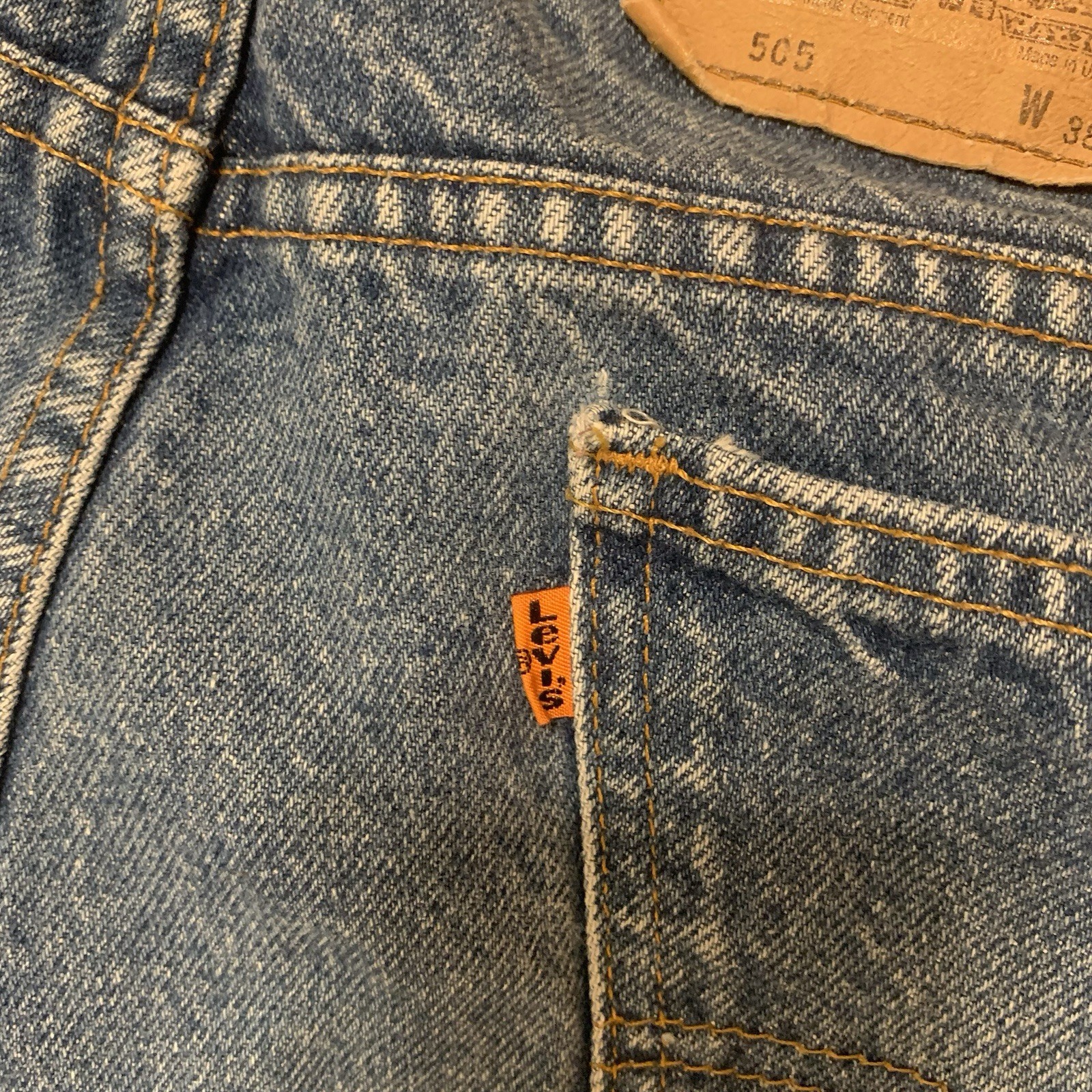 Vtg Levis Orange Tab 505 Men’s 36×30 Regular Fit Blue Jeans Made In USA