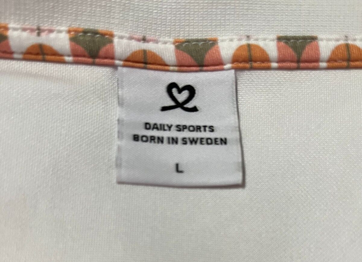 Daily Sports Golf Shirt Top Watermelon & White Amir Size L Polyester Blouse NEW
