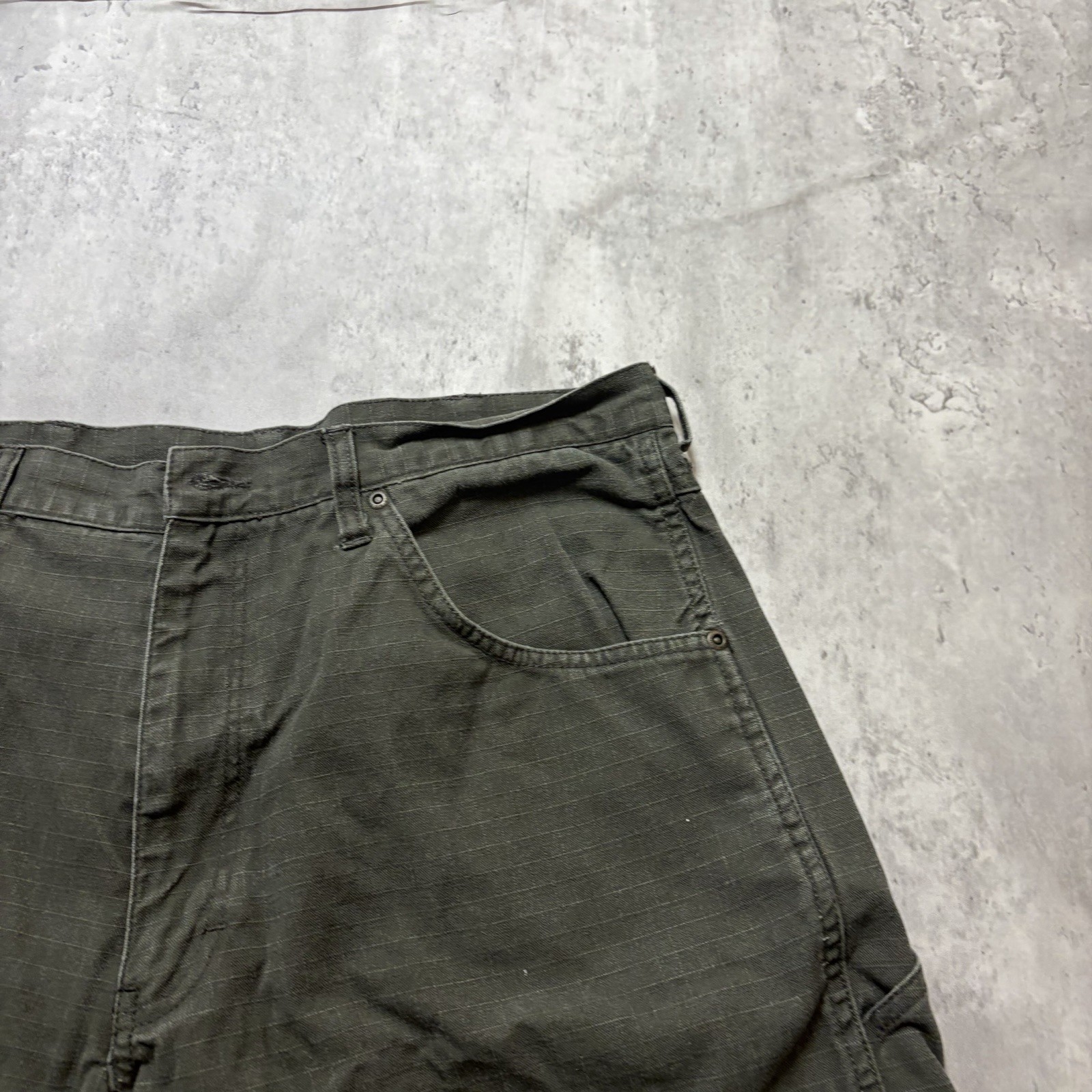 Big Smith Mens Olive Green Ripstop Carpenter Shorts Size 34 Hammer Loop Utility