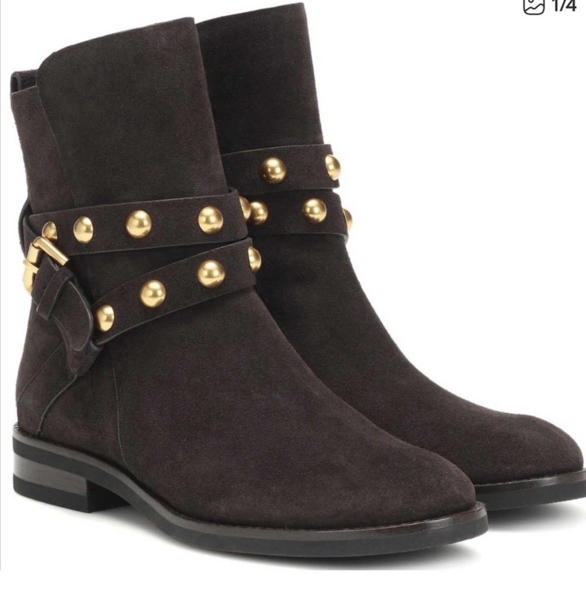 See by Chloe Neo Janis Brown Suede Ankle Boots Sz 37 US 7