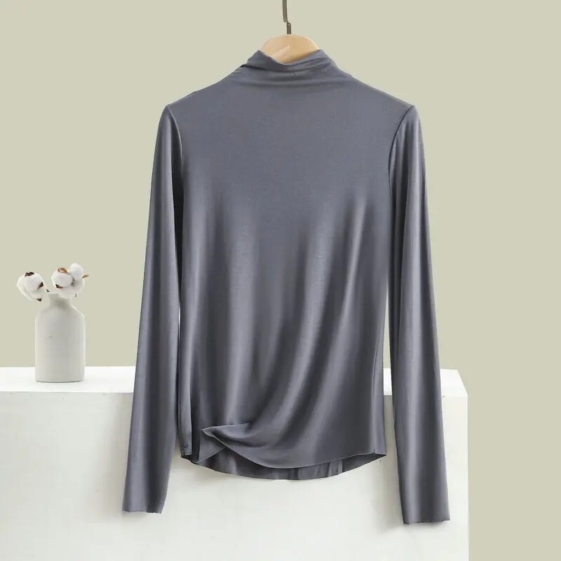 Hot Sale Womens Fashion hot tops High Neck T Shirt Undershirt Long Sleeve