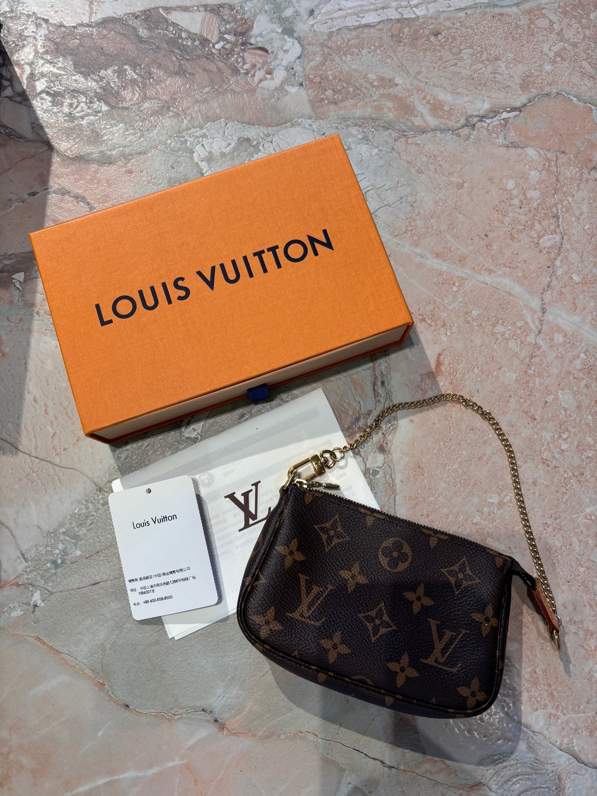 Louis Vuitton Classic Monogram Chain Strap Mini Bag Coated Canvas Leather