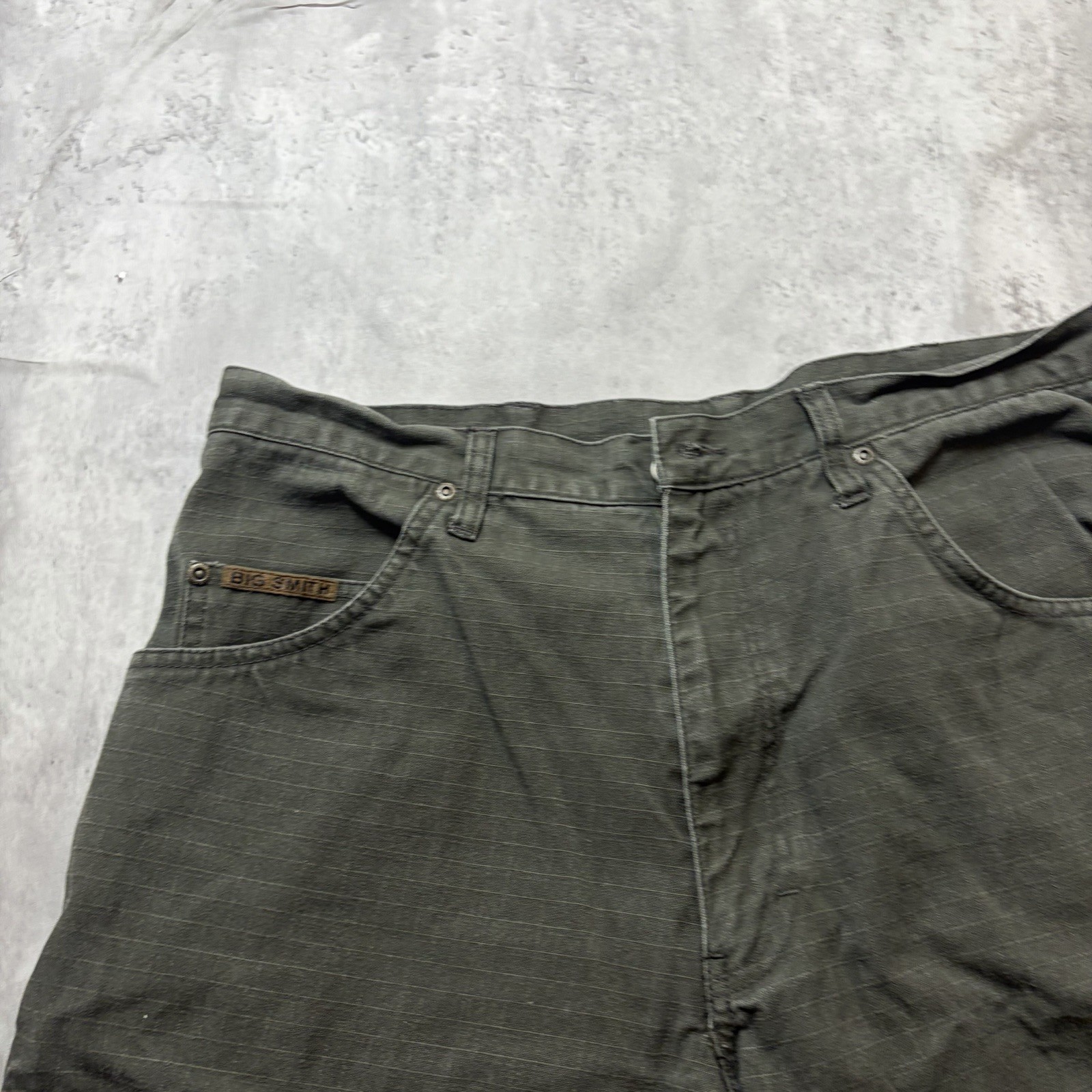 Big Smith Mens Olive Green Ripstop Carpenter Shorts Size 34 Hammer Loop Utility