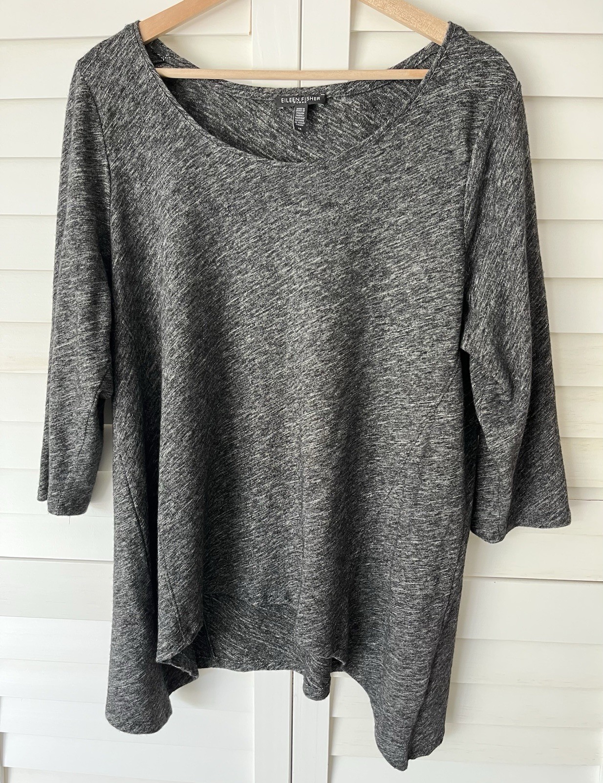Eileen Fisher Organic Cotton Virgin Wool Asymmetrical Knit Top Size 1X