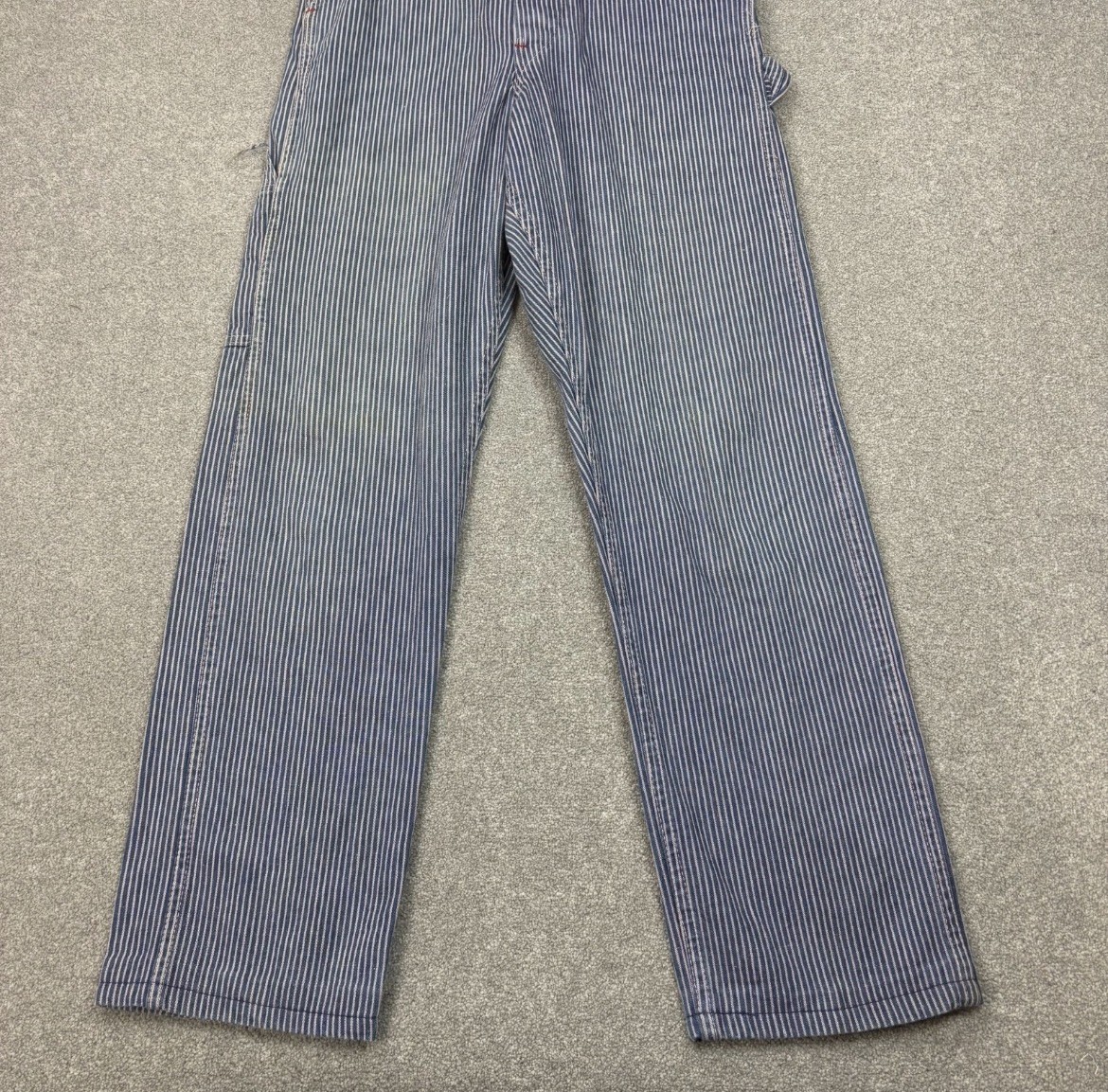Carhartt Railroad Stripe Dungarees 28×30 Blue Bib Overalls Denim Workwear Mens
