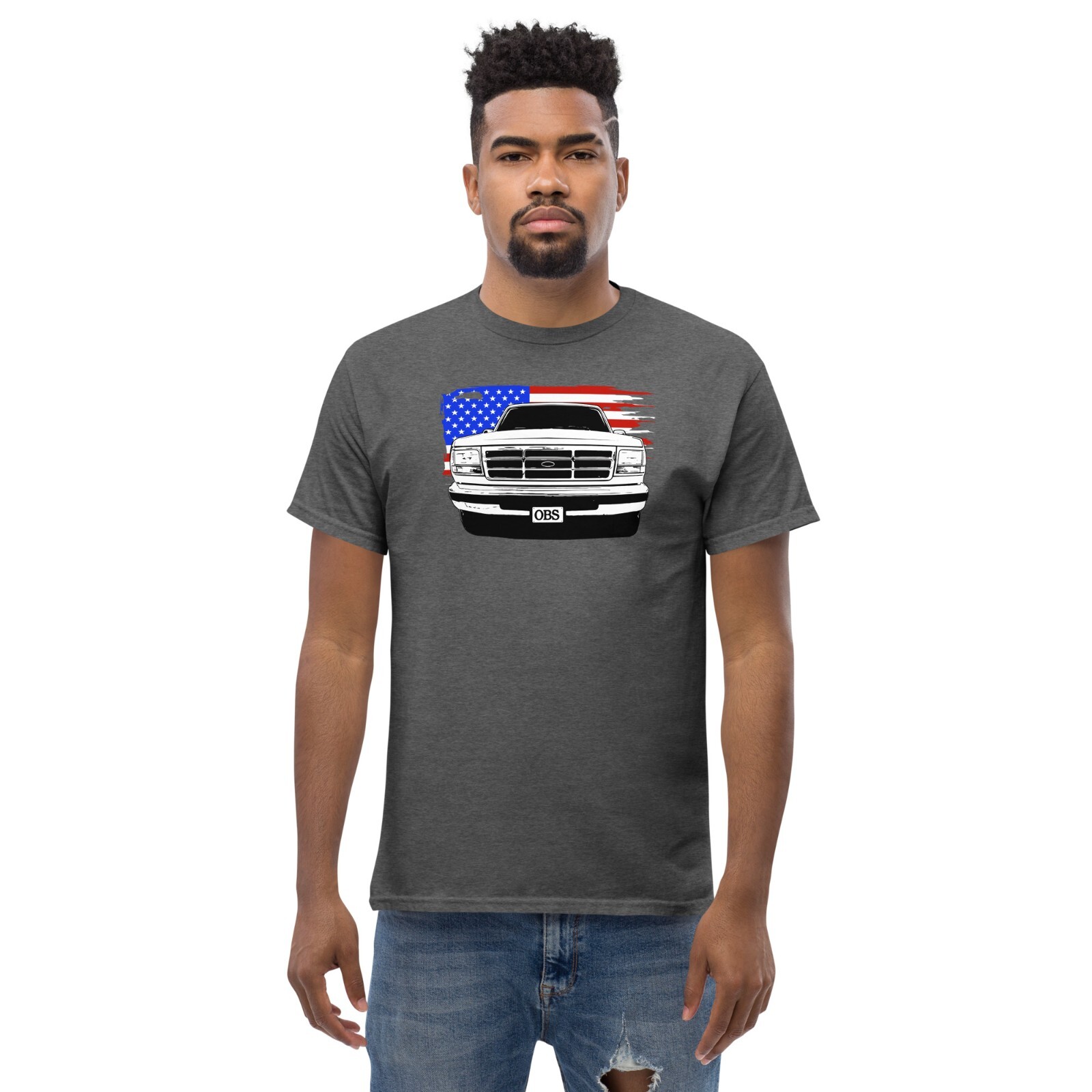 OBS T-Shirt Mnes 90s Ford Truck Shirt With American Flag