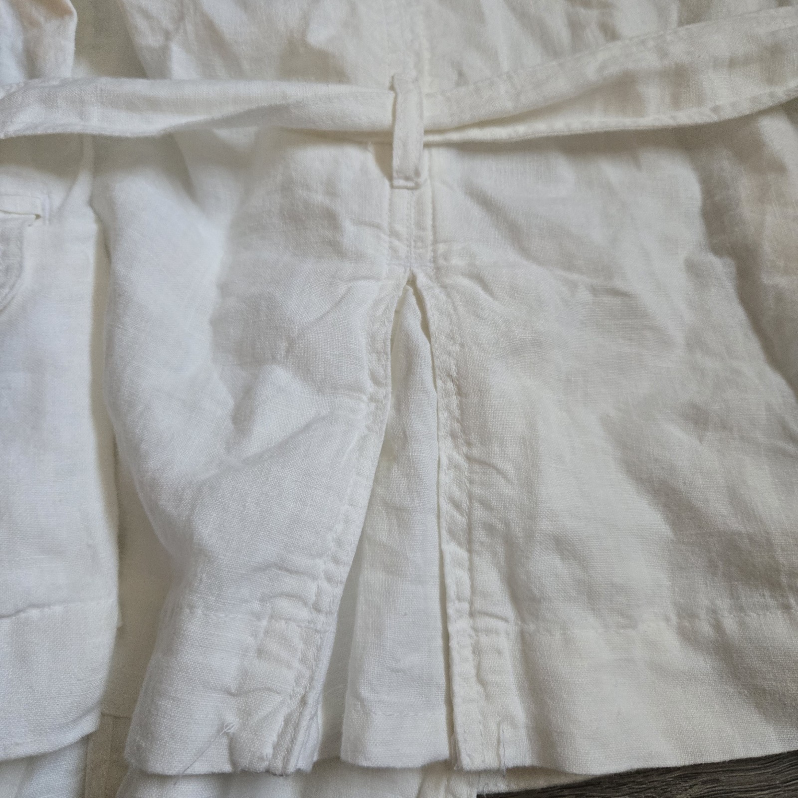 NWT Talbots 100% Pure Irish Linen Trench Jacket White Belted Safari Utility 16