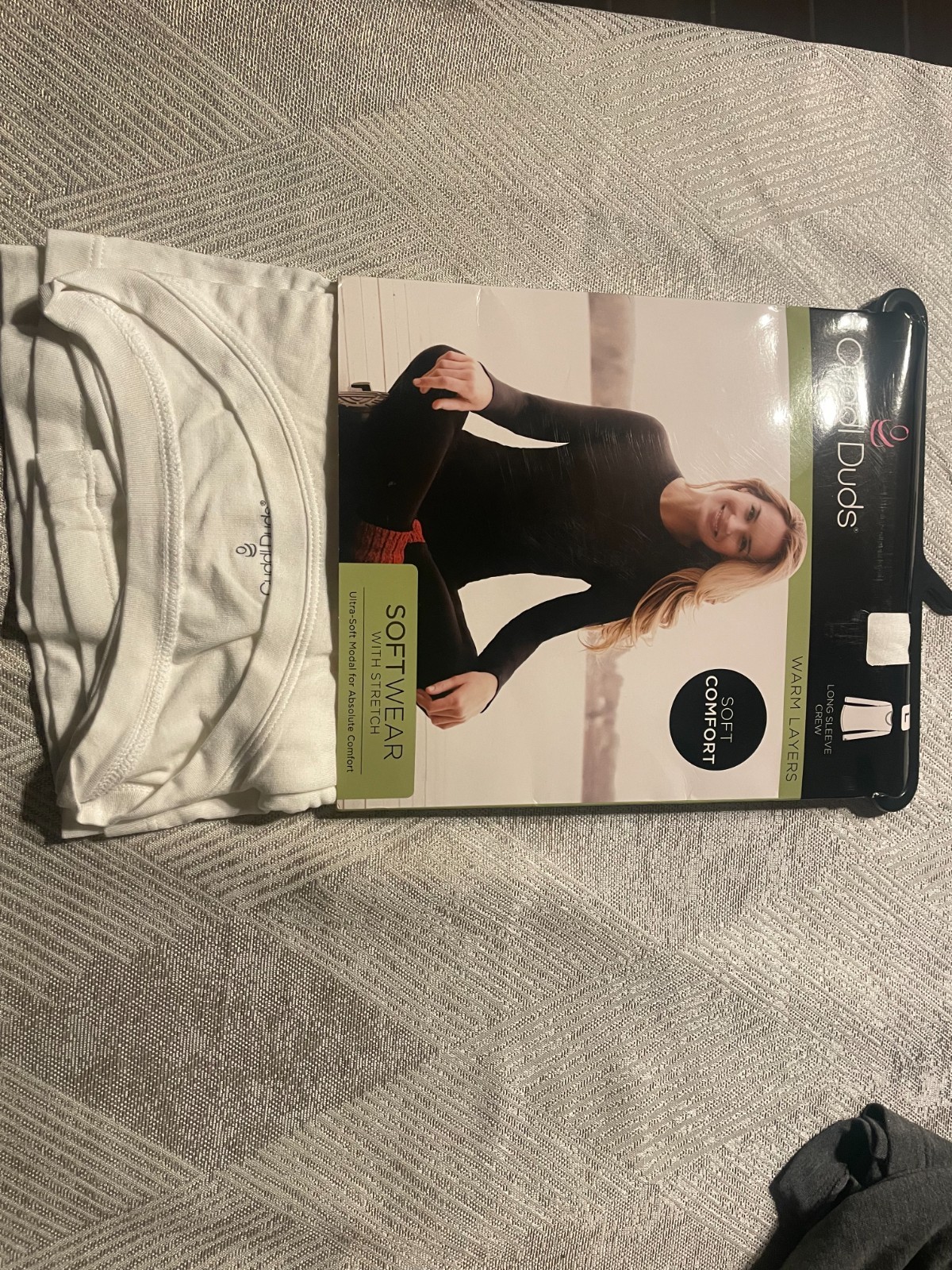 Cuddl Duds SZ XL Ivory Off White Modal Soft Wear Long Sleeve Crew CD8426116