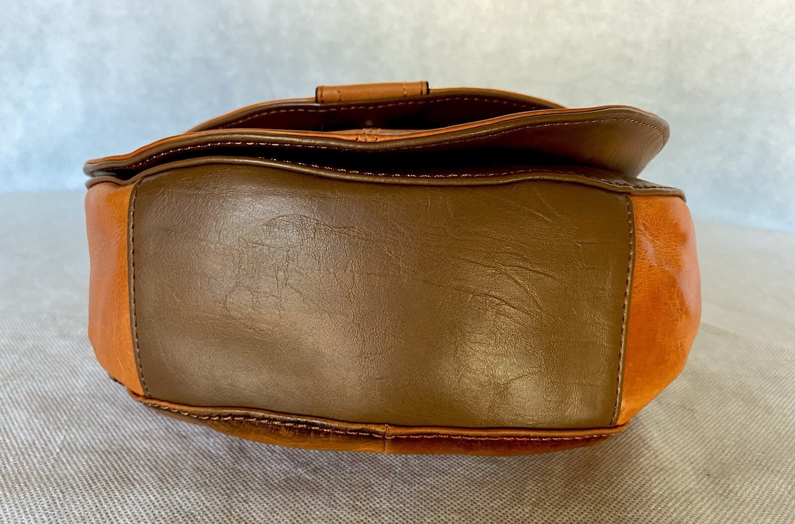 TIGNANELLO Loredo Burnt Orange & Brown Leather Crossbody Saddle Bag Purse