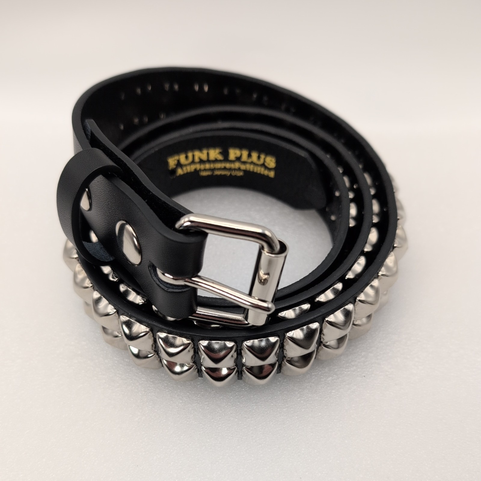 Funk Plus Double Row Pyramid Stud Leather Belt Punk Gorh Style Made In USA XXL