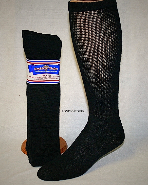 3 Pairs Womens Physicians Choice OVER THE CALF Cushioned Diabetic Socks USA Made